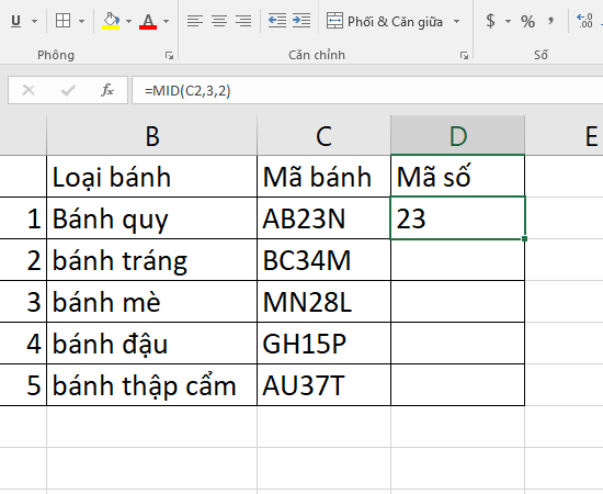 hàm mid trong excel