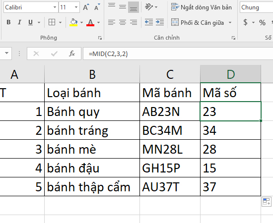 hàm mid trong excel