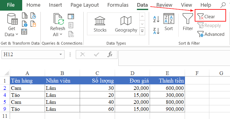 Cách ẩn hiện dòng Excel