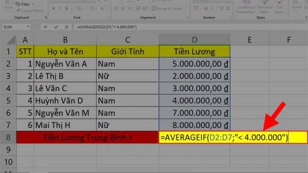 Trong Excel hàm AVERAGE dùng để tính