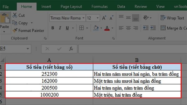 đổi số thành chữ trong Excel